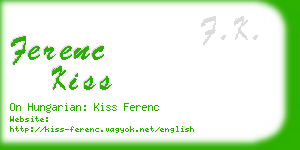 ferenc kiss business card
